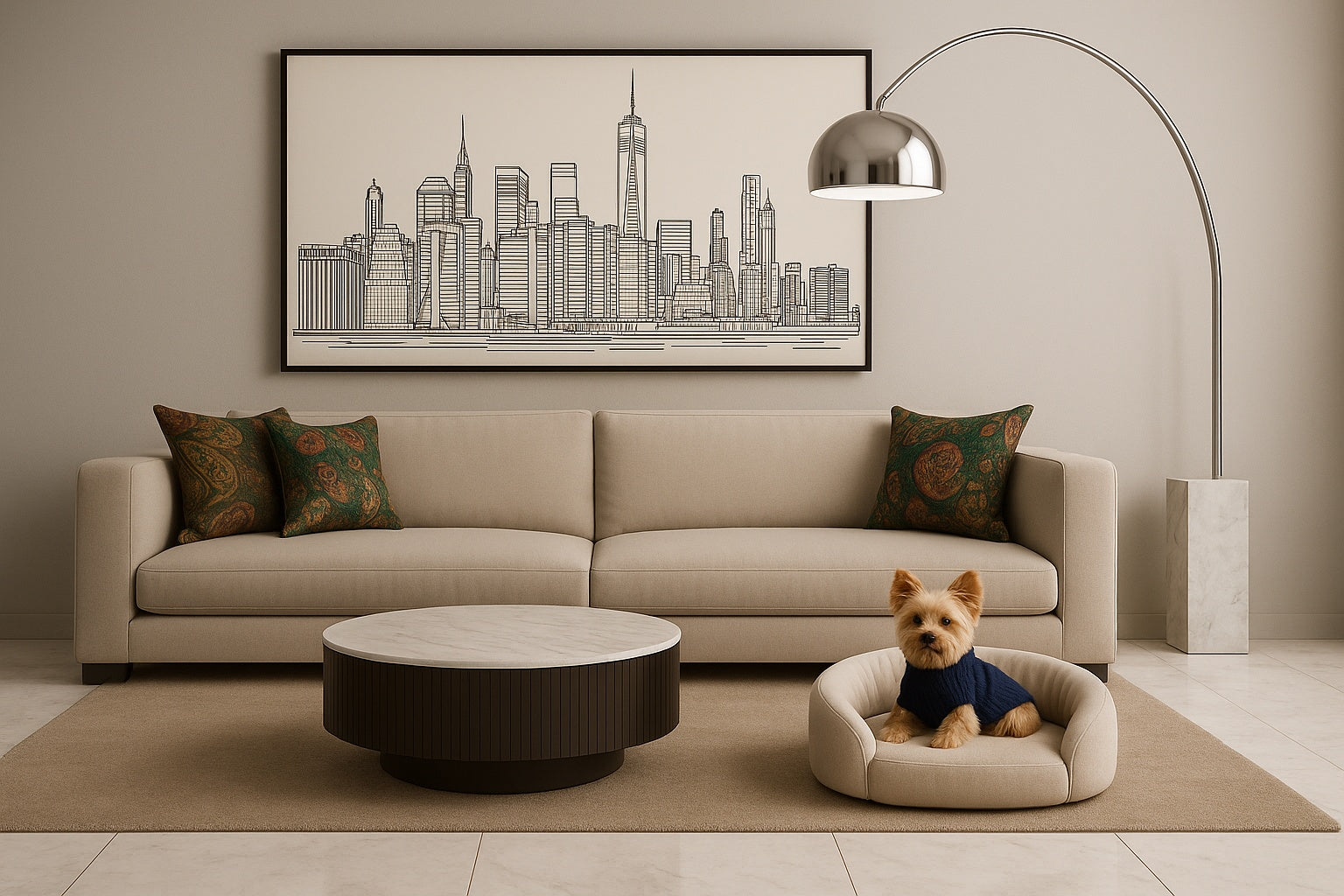Illustration of High Rise Apartment Interior Design For Pet Beds