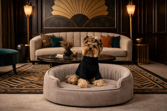 Small dog resting calmly at home as part of a luxury daily routine