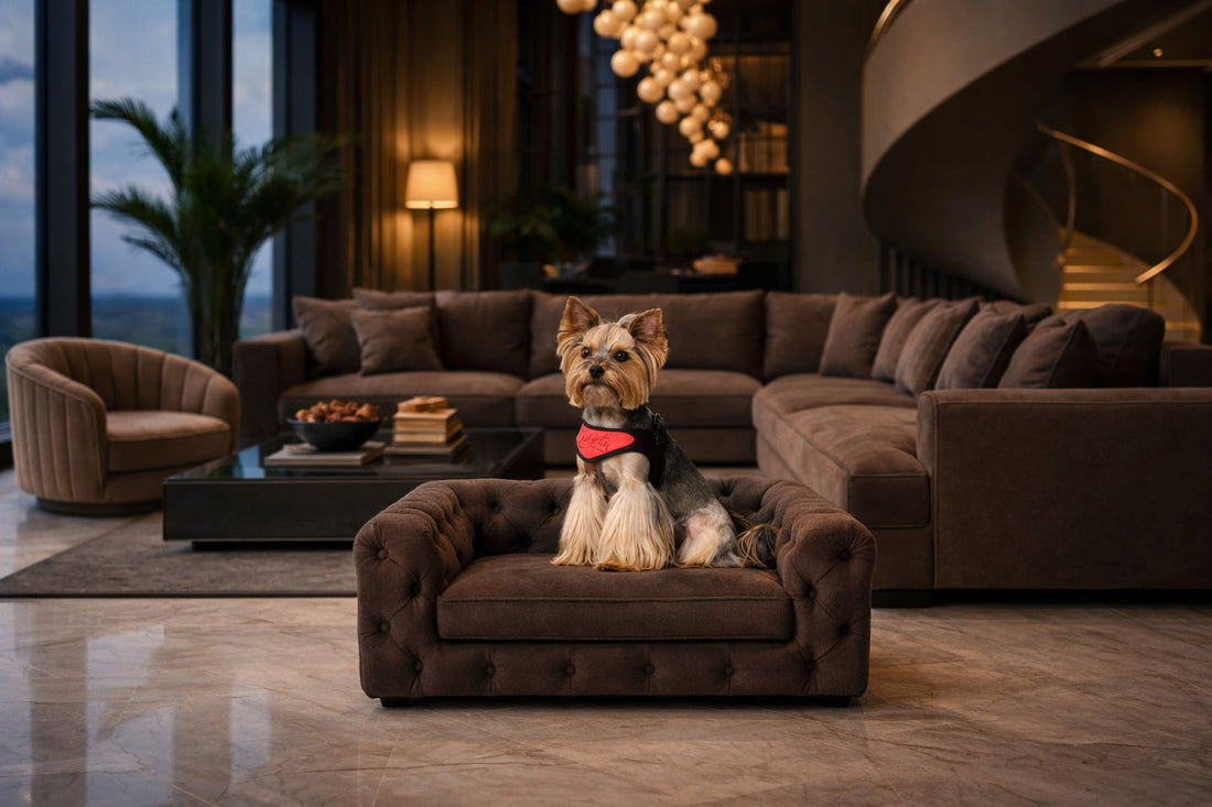 Luxury dog accessories integrated into a calm, well-designed home
